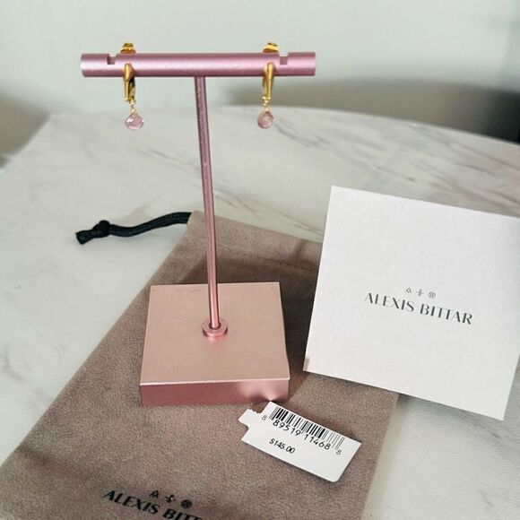 Alexas Bittar Asterales Thorn 14K Goldplated & Pink Tourmaline Drop Earrings NWT - Picture 13 of 16